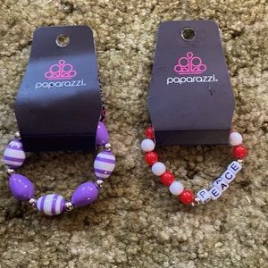 Purple and red bracelets